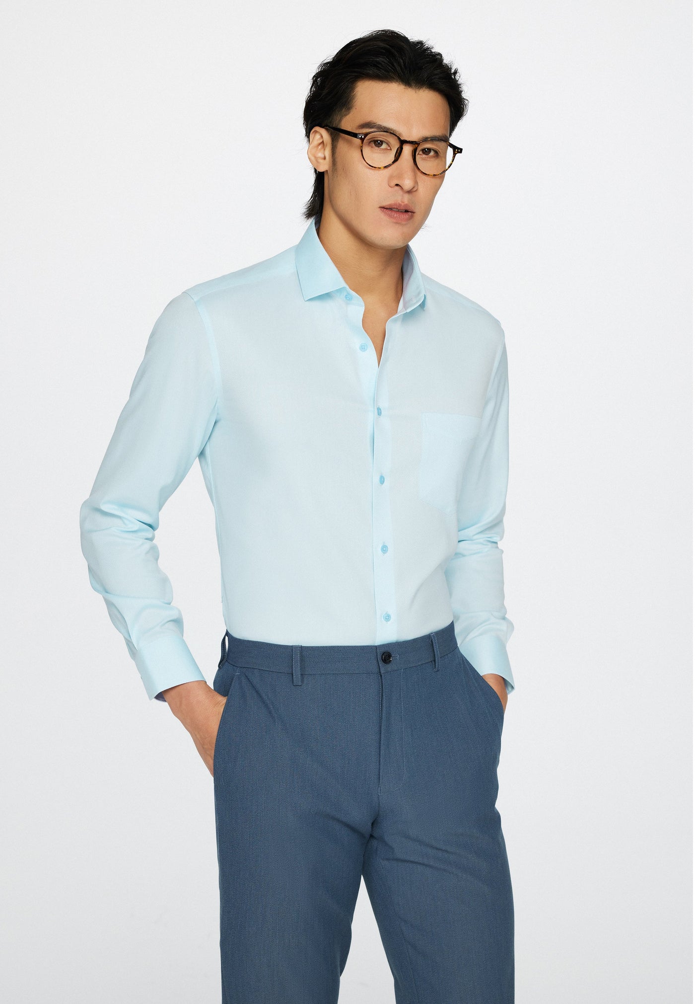 Men Clothing Non-Iron Cotton Stretch Shirt Smart Fit