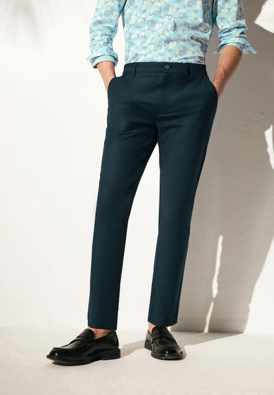 Men Clothing Soft Cotton Ritch Stretch Informal Pants Slim Tapered Fit