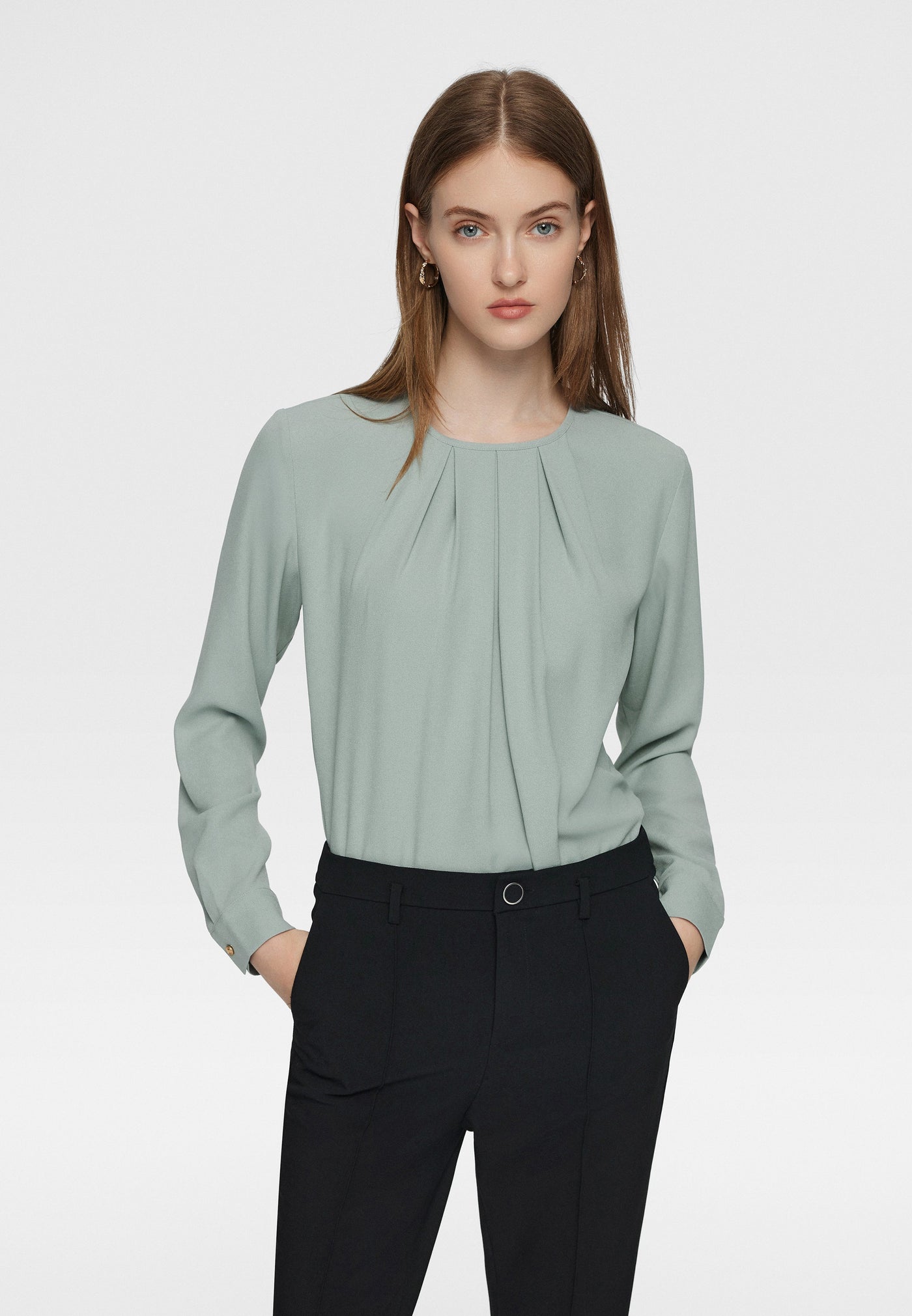 Women Clothing Bessie Poly Crepe Crinkle Blouse - Regular Fit
