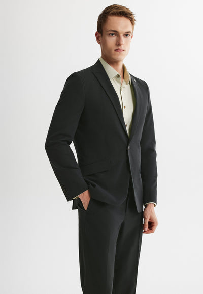 Men Clothing Antibacterial Multi-Way Stretch Textured Suit Blazer Smart Fit
