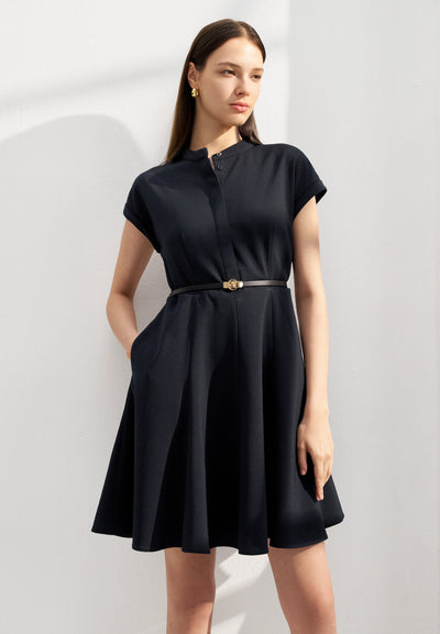 Women Clothing Cool-Touch Mock Neck Dress Fit & Flare Shape