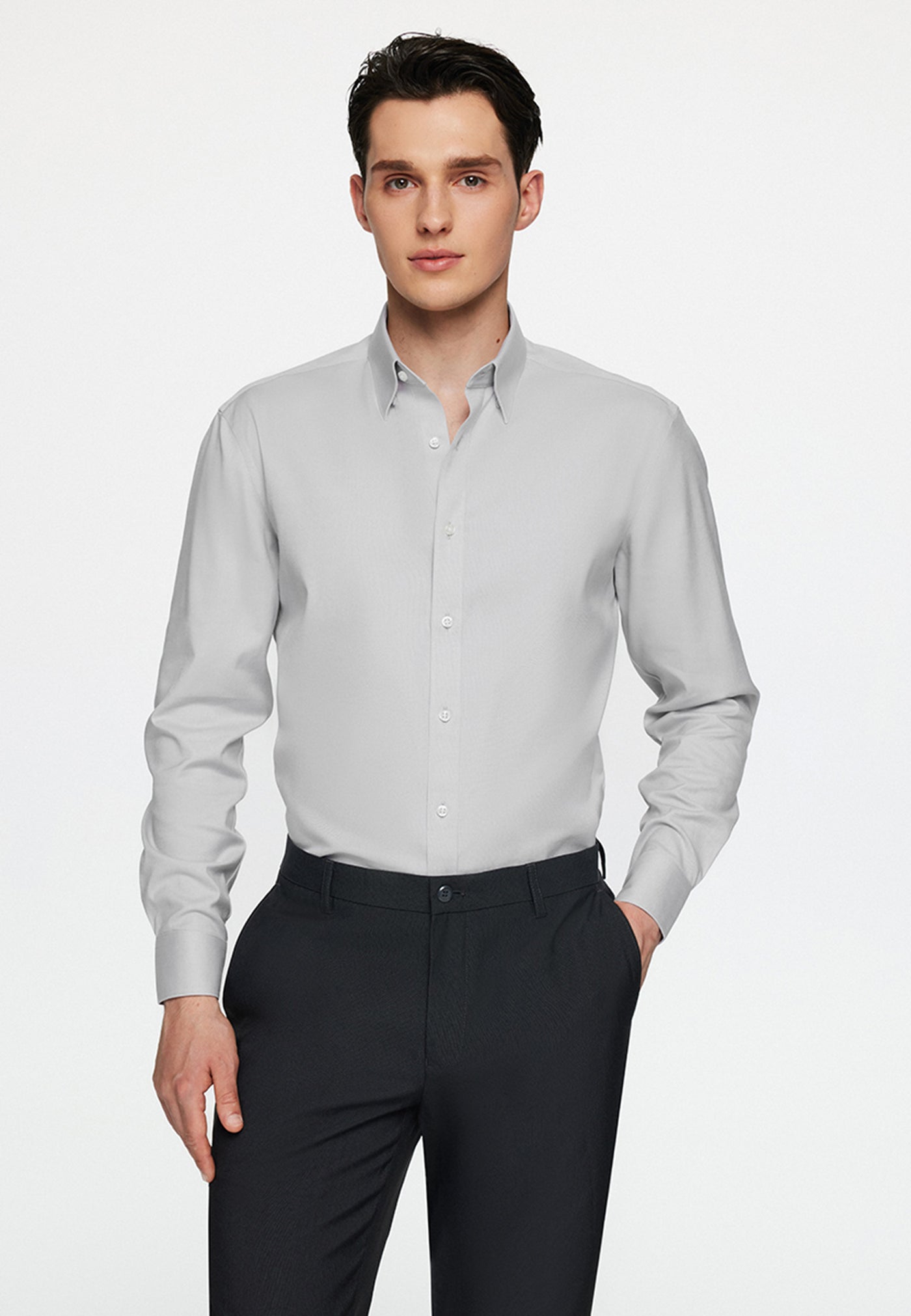 Men Clothing Non-Iron Cotton Stretch Shirt Smart Fit