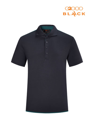 Men Clothing "Blaack" Placket Cotton Silk Blend Jersey Polo With Back Blocking Smart Fit