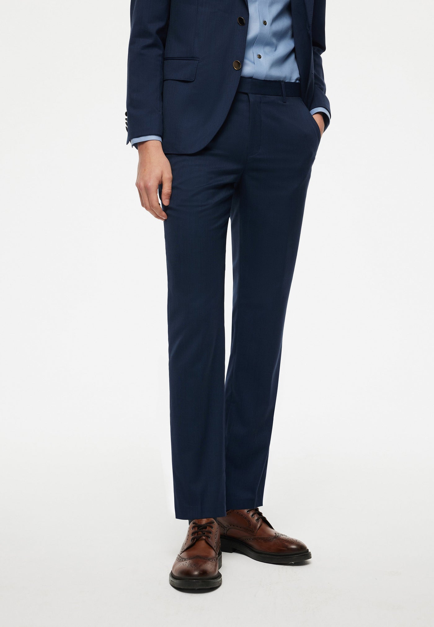 Men Clothing "Blaack" 100% Wool Woven Suit Pants Smart Fit