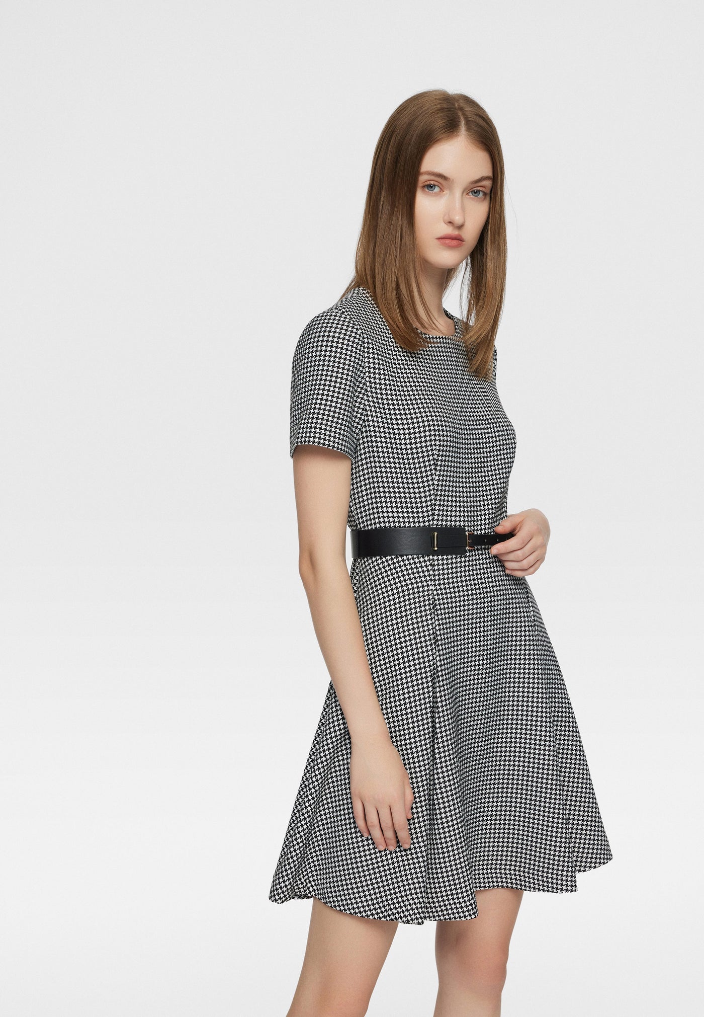 Women Clothing Twiggy Houndstooth Dress - Fit & Flare Shape