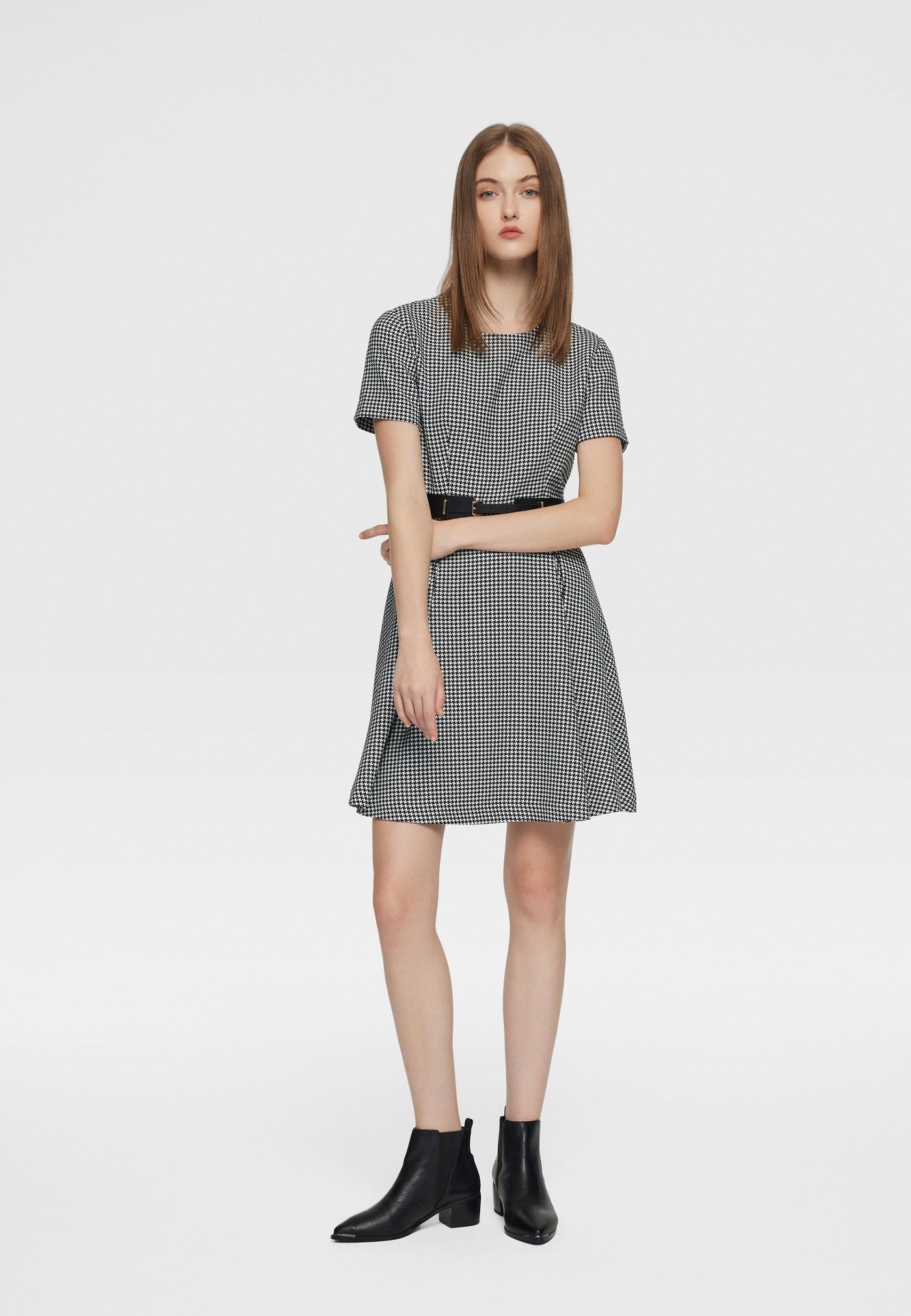 Women Clothing Twiggy Houndstooth Dress - Fit & Flare Shape