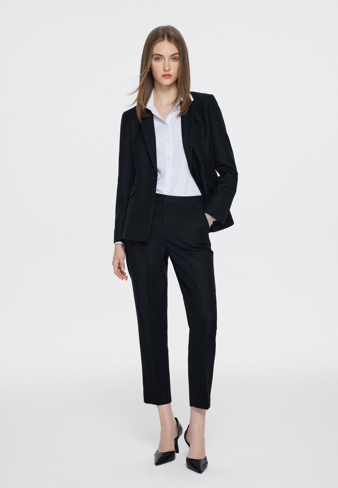 Women Clothing Poly Premium Twill Suit Pants - Ankle Cigarette Shape