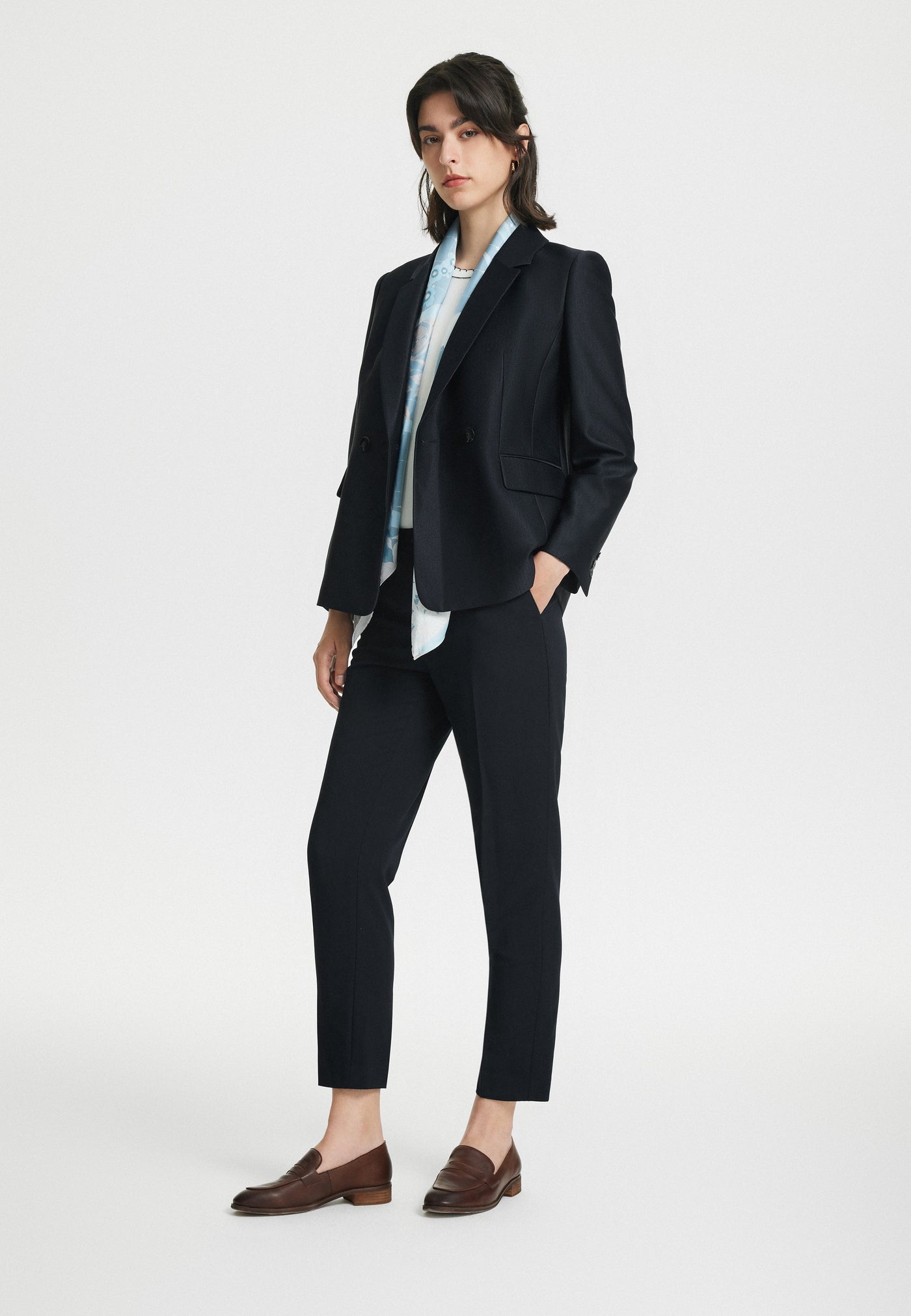 Women Clothing Celeste Herringbone Suit Pants - Cigarette Shape