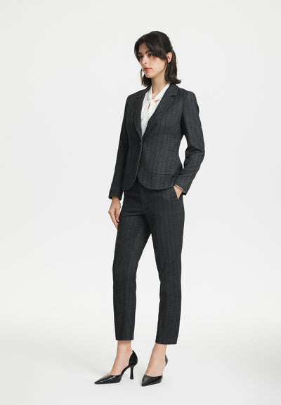 Women Clothing Celeste Herringbone Suit Pants - Cigarette Shape