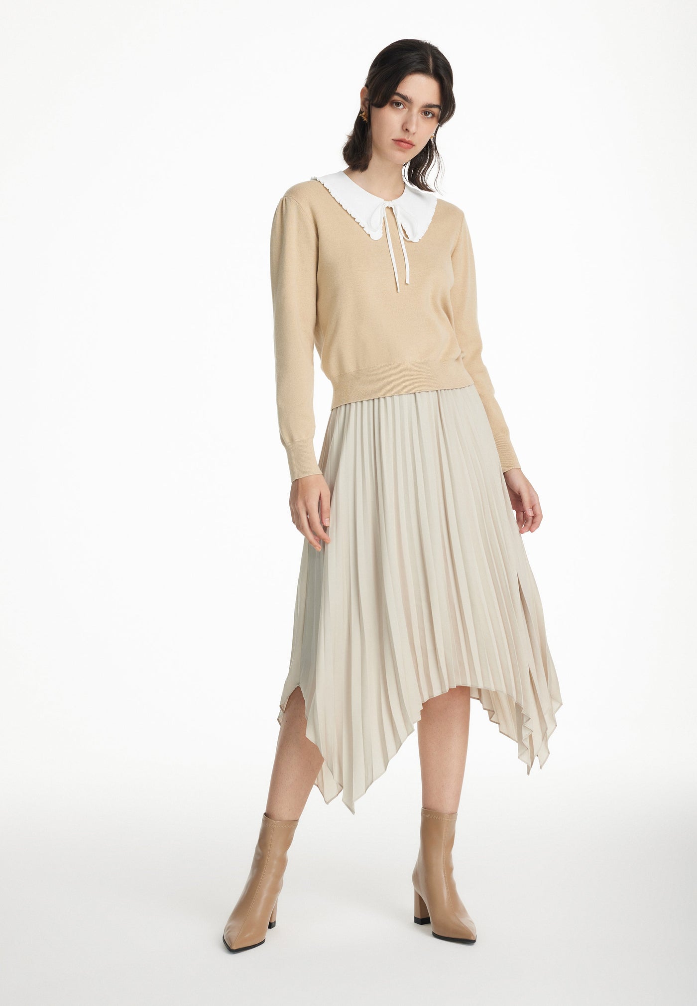 Women Clothing Poly Crepe Pleated Skirt - Easy Fit