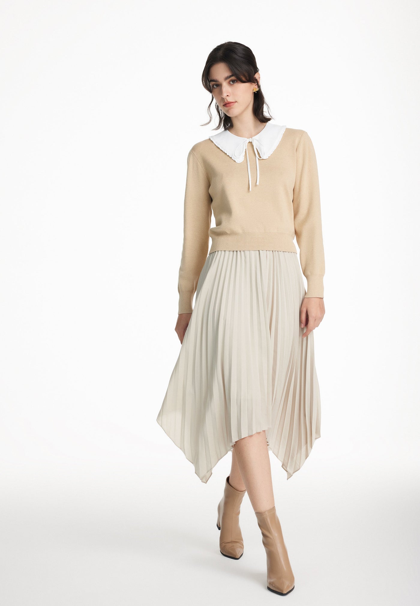 Women Clothing Poly Crepe Pleated Skirt - Easy Fit