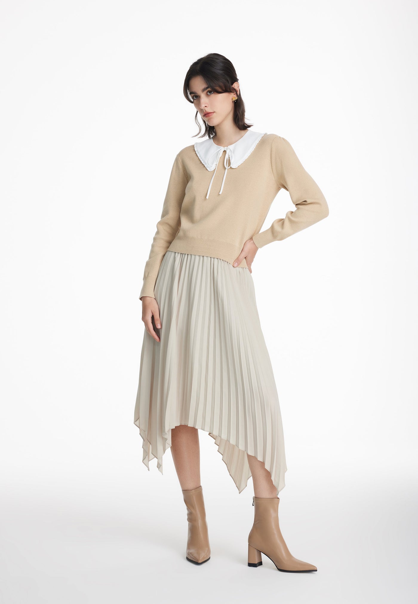 Women Clothing Poly Crepe Pleated Skirt - Easy Fit