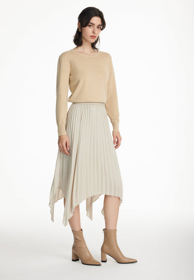 Women Clothing Poly Crepe Pleated Skirt - Easy Fit