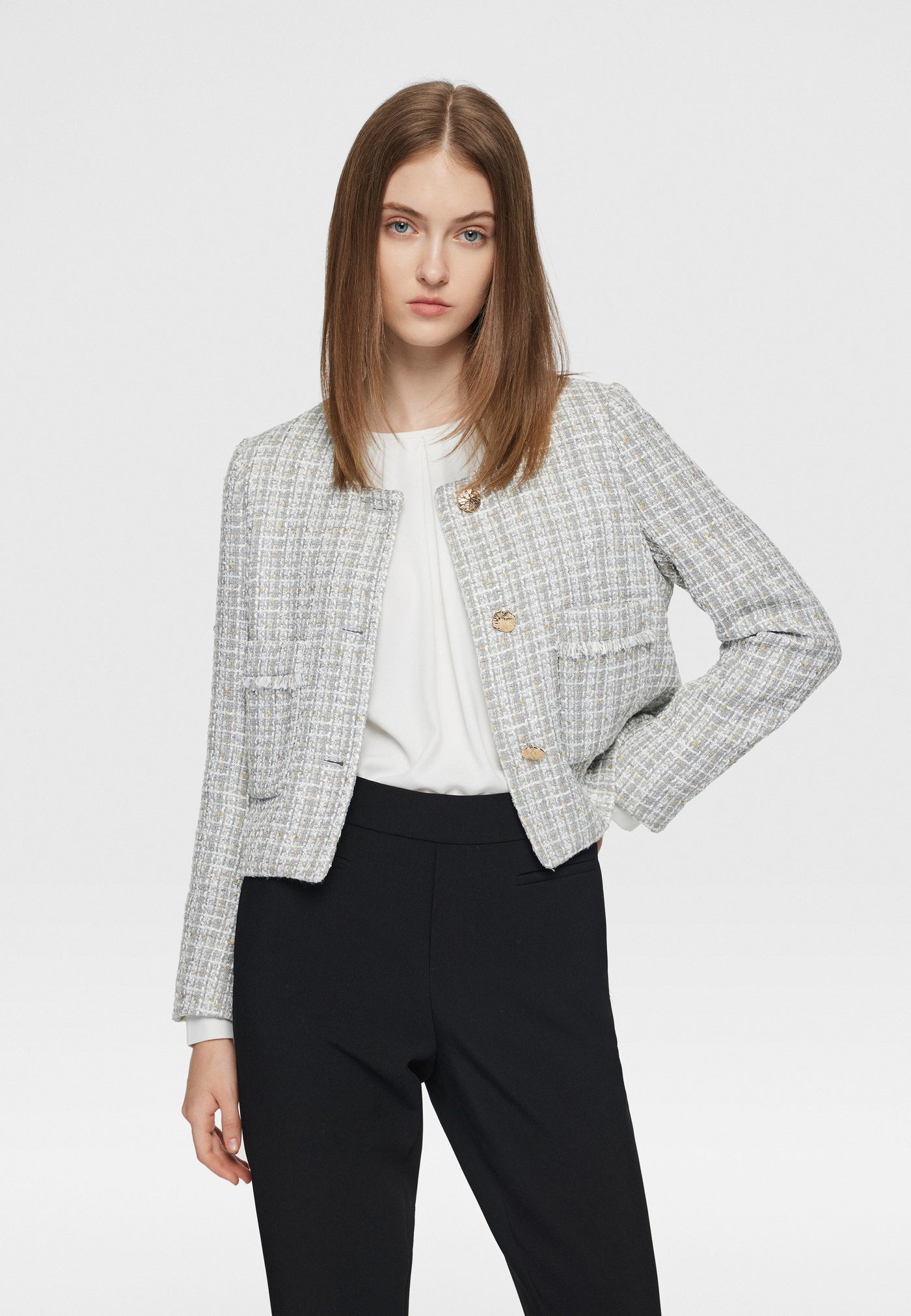 Women Clothing Coco Poly Lurex Tweed Jacket - Easy Fit