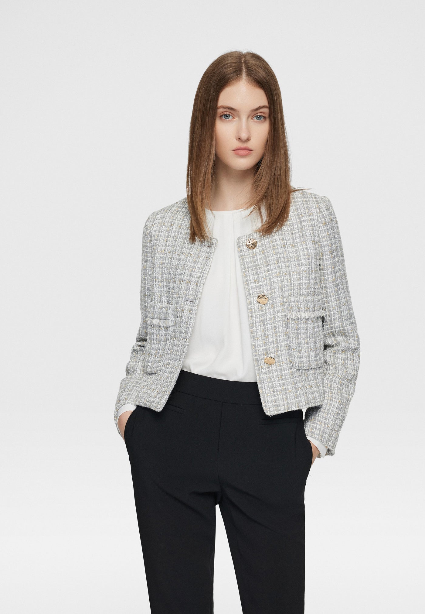 Women Clothing Coco Poly Lurex Tweed Jacket - Easy Fit