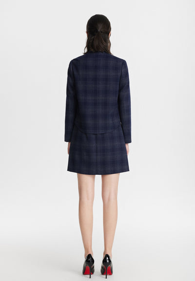 Women Clothing Linear Check Tweed Jacket - Regular Fit