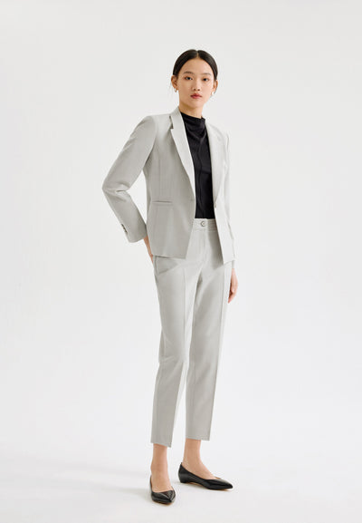 Women Clothing Premium Wool Suit Pants - Ankle Cigarette Shape