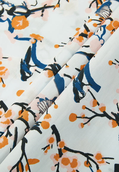 Men Clothing Pure Cotton Bird Print Smart Fit