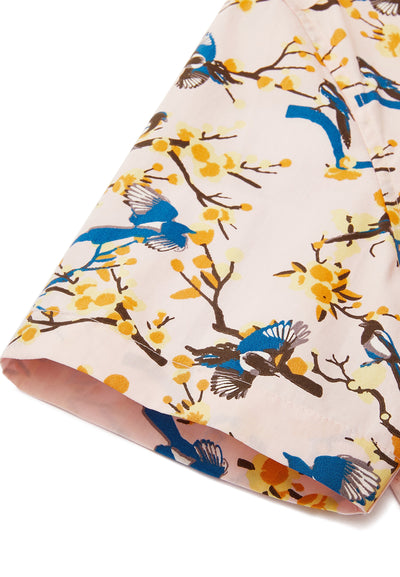 Men Clothing Pure Cotton Bird Print Smart Fit