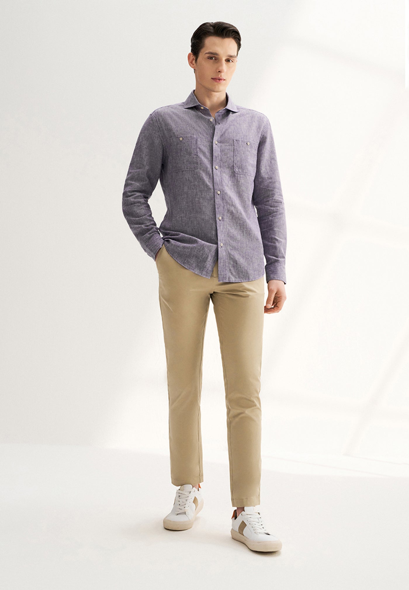 Men Clothing Linen Blend Casual Shirt Smart Fit