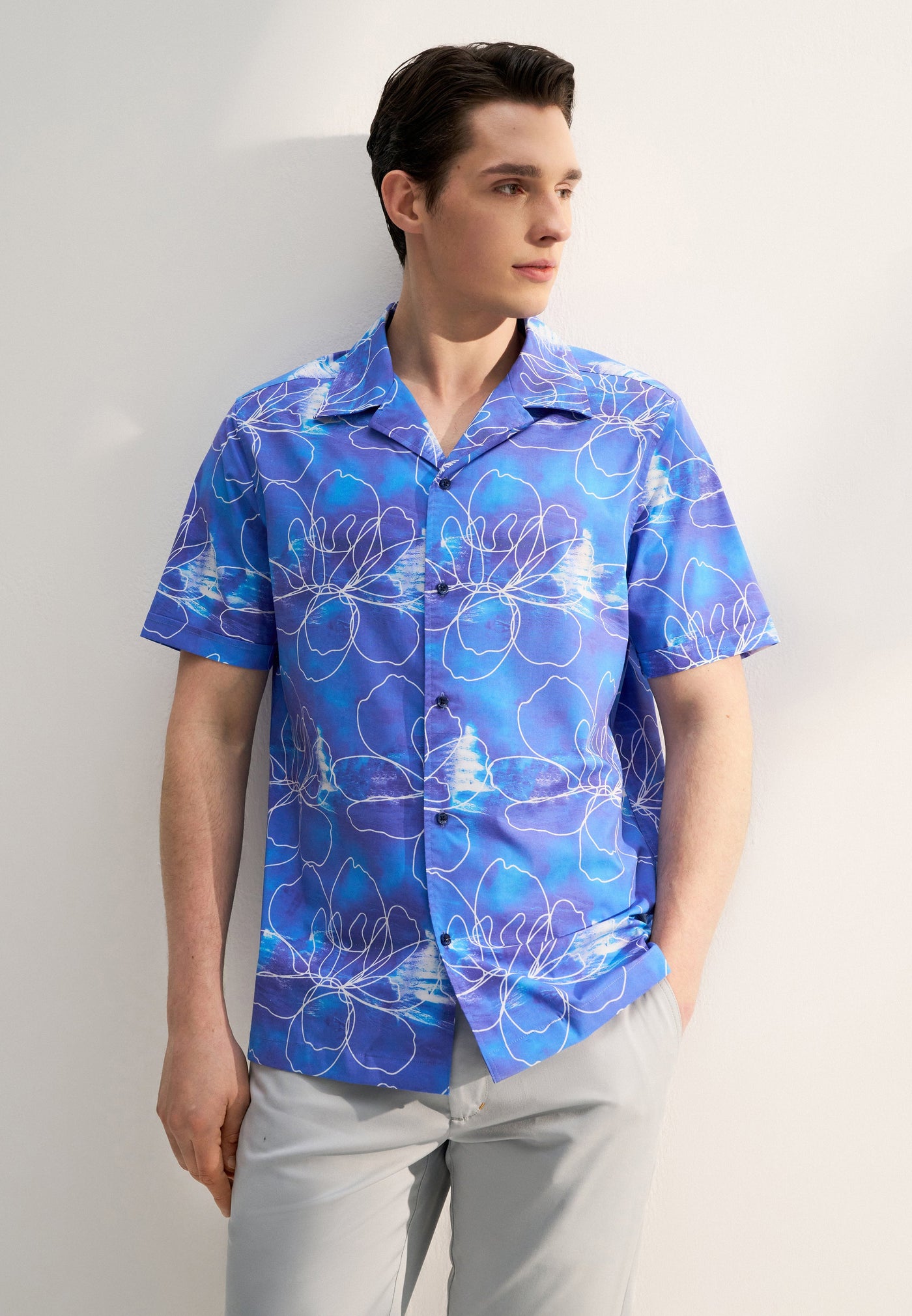 Men Clothing Soft Touch Stretch Print Casual Shirt Relaxed Fit