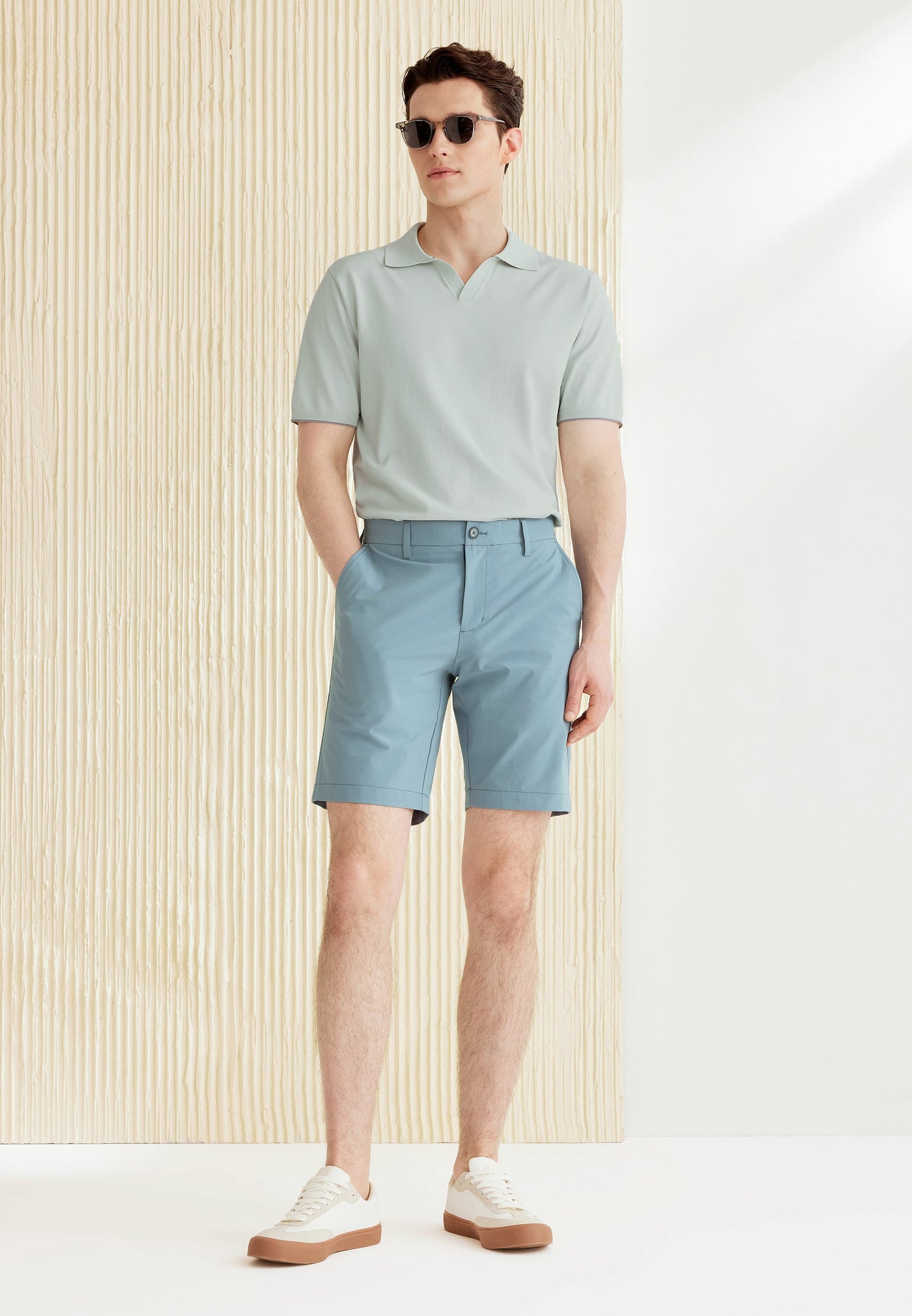 Men Clothing Seersucker Stretchy Casual Shorts Smart Fit