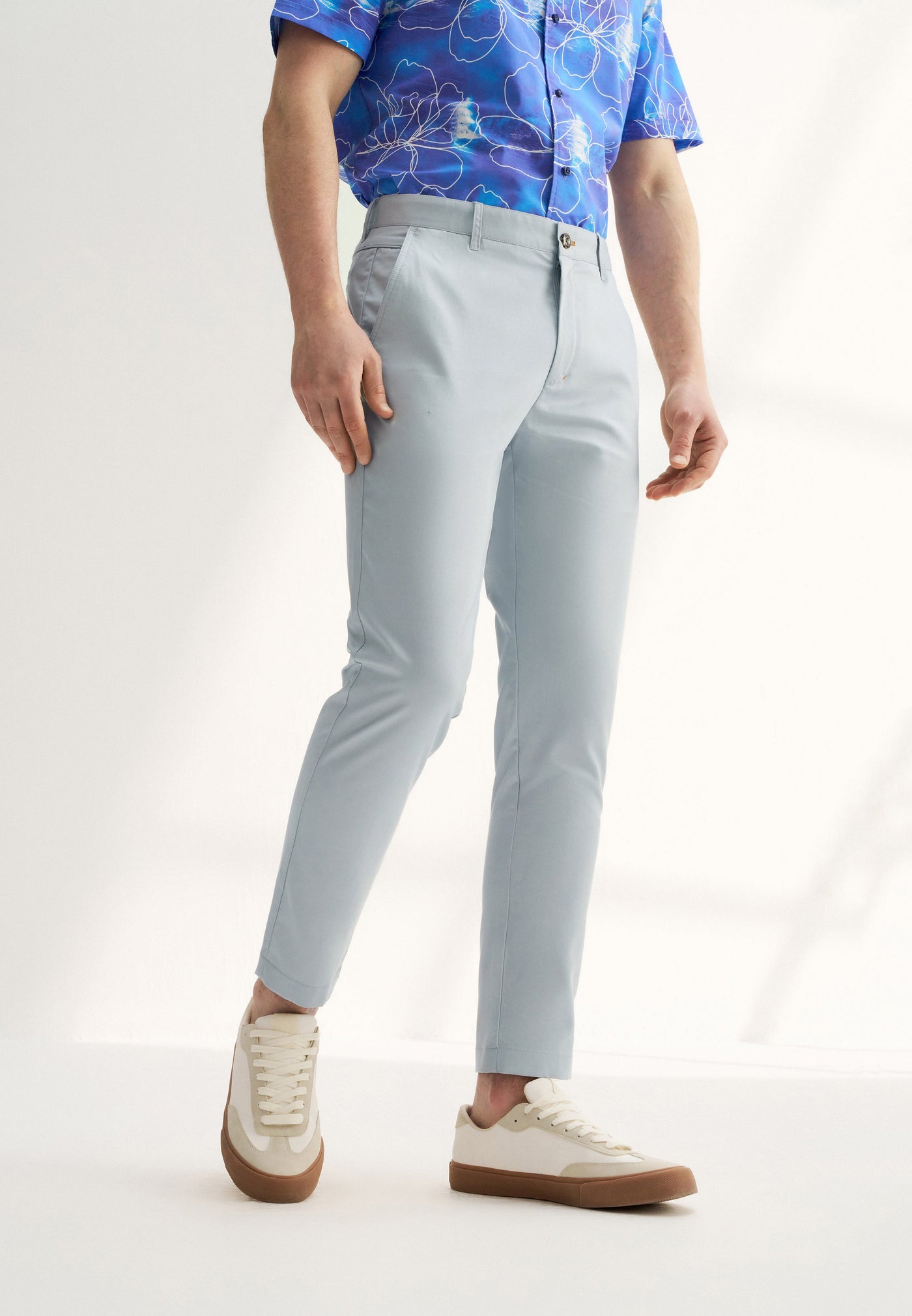 Men Clothing Cool Touch Multi-Way Stretch Casual Pants Slim Tapered Fit