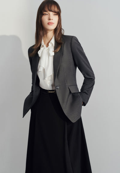 Women Clothing Poly Plainweave Suit Blazer Easy Fit