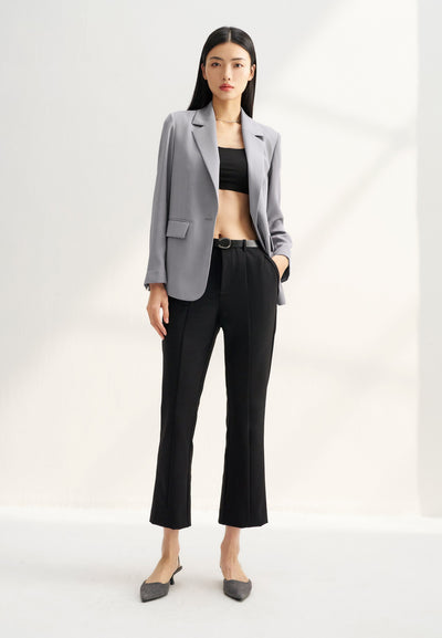 Women Clothing Poly Dobby Suit Blazer Relaxed Fit