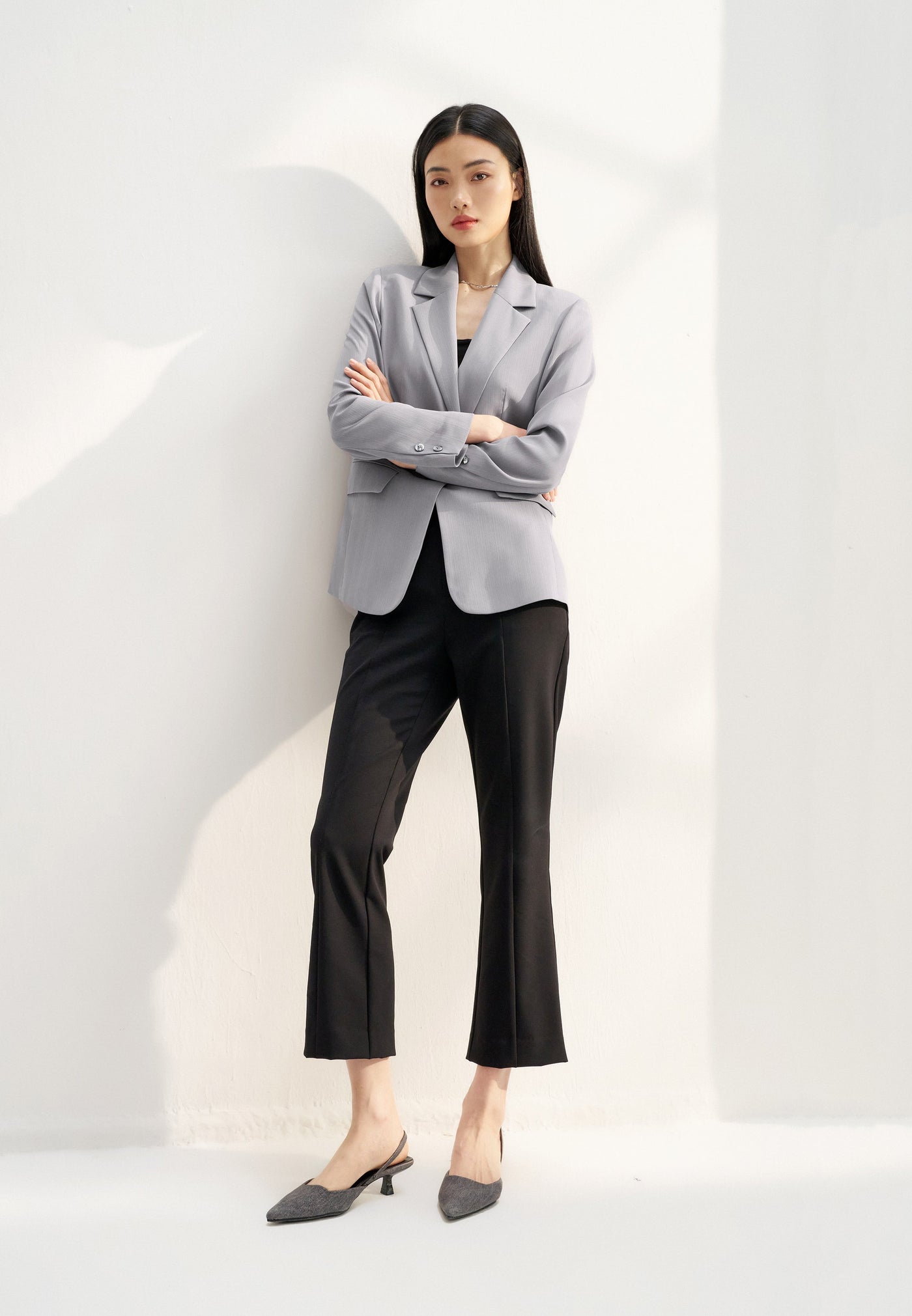Women Clothing Poly Dobby Suit Blazer Relaxed Fit