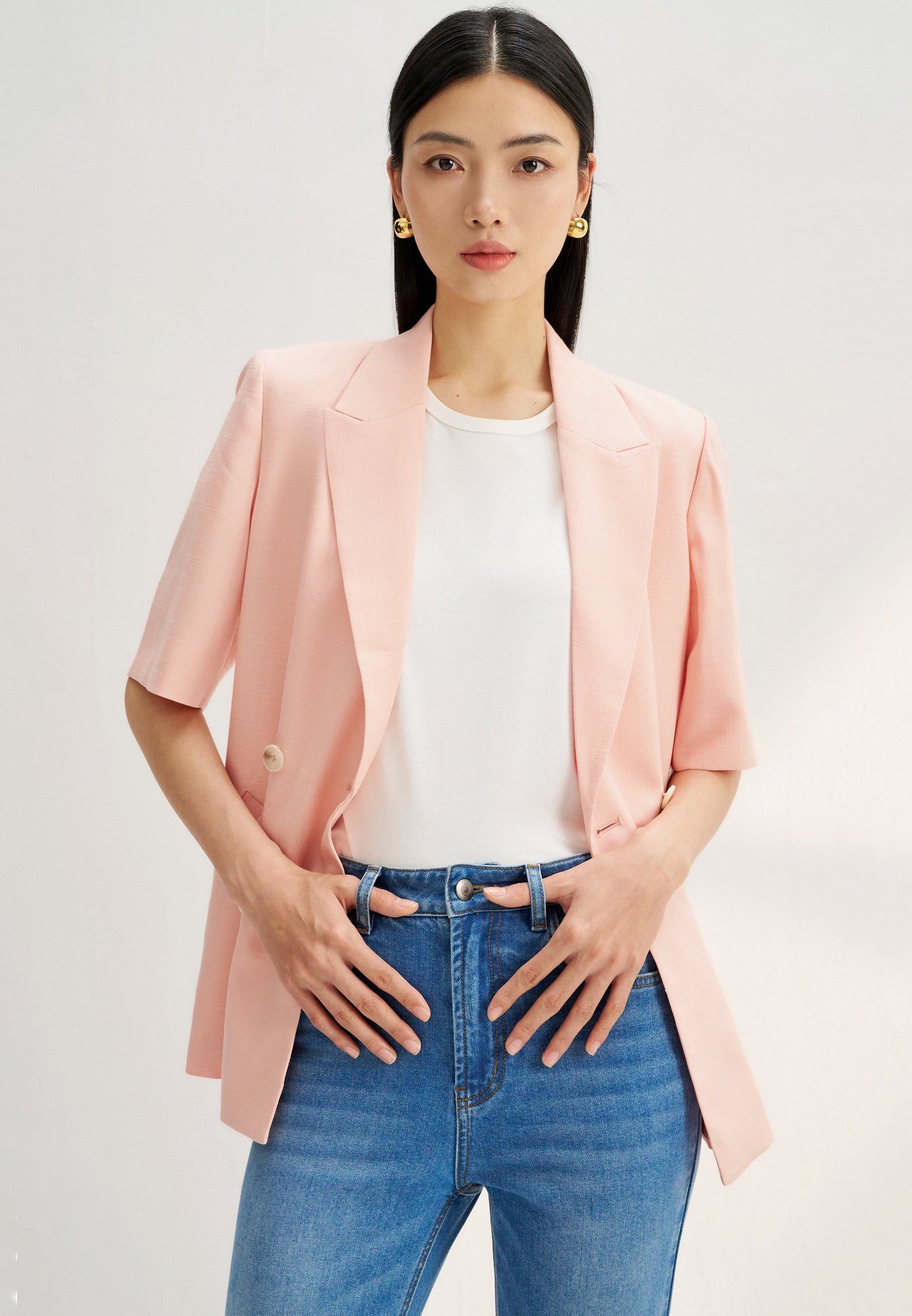 Women Clothing Multi-Way Stretch Blazer Relaxed Fit