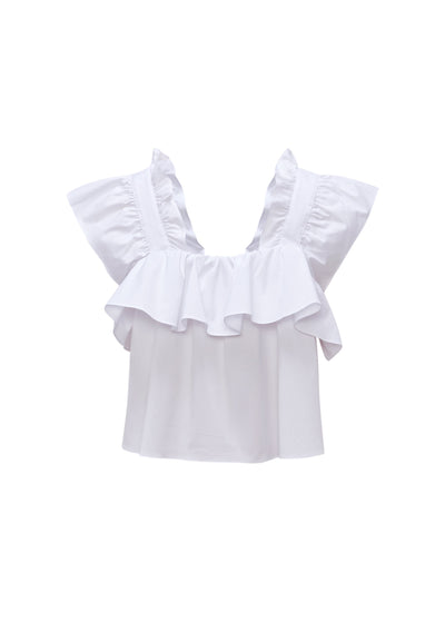 Women Clothing Anti Uv Cotton Blend A-Line Ruffled Shirt A-Shape