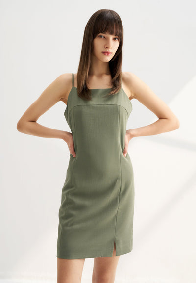 Women Clothing Dobby Strap Dress Fitted Shape