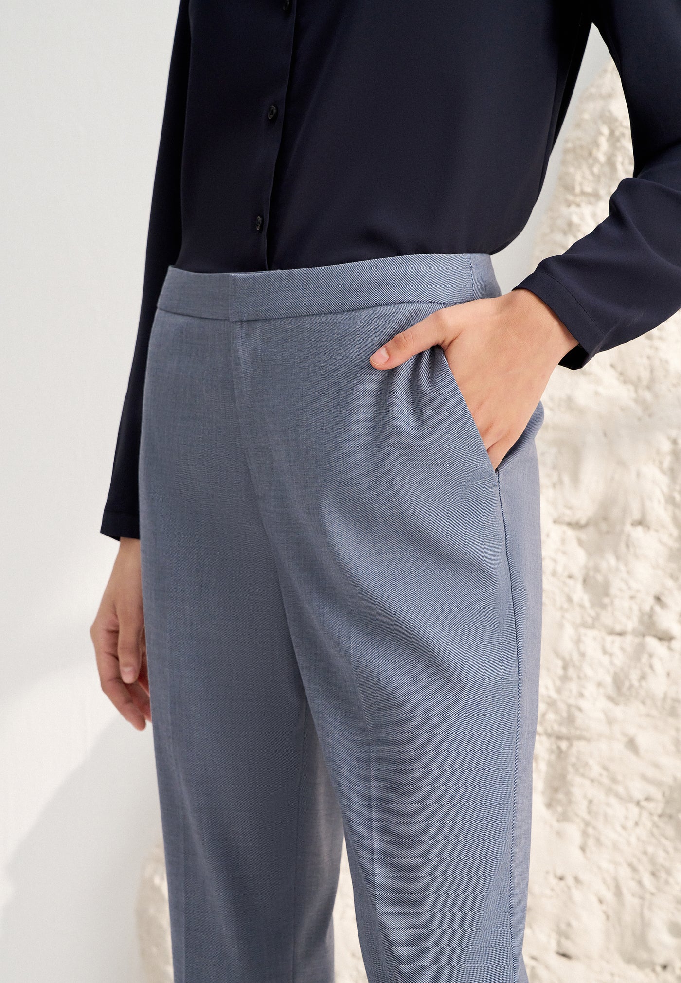 Women Clothing Anti-Uv Two-Tone Suit Pants Ankle Cigarette Shape