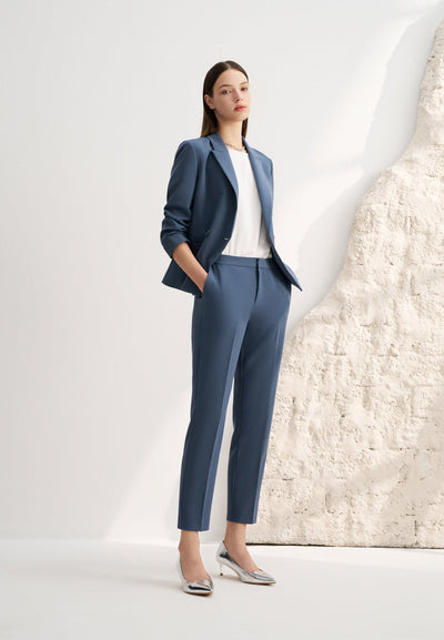 Women Clothing Multi-Way Stetch Suit Pants Ankle Cigarette Shape