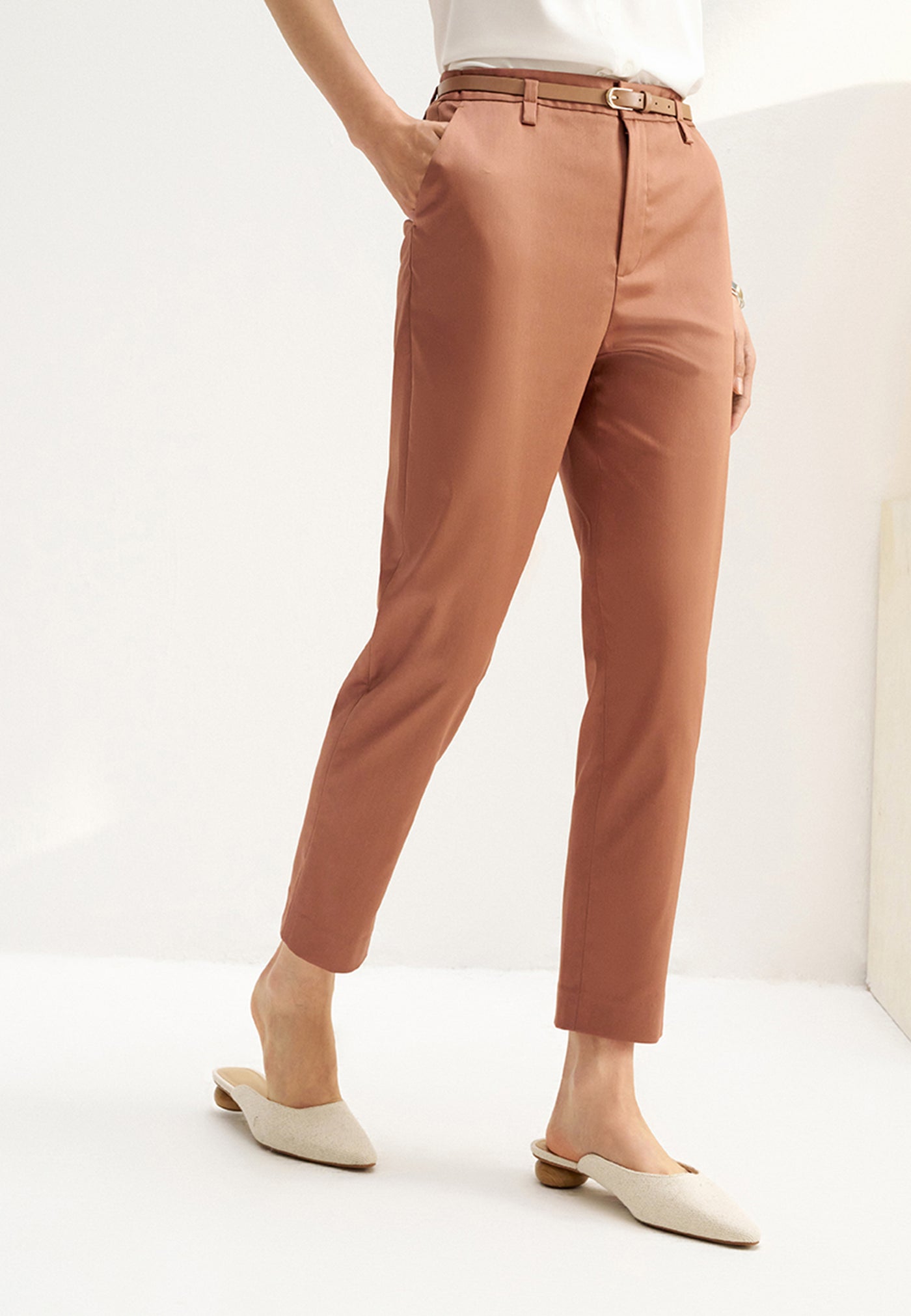 Women Clothing Satin Skinny Pants Cropped Cigarette Shape