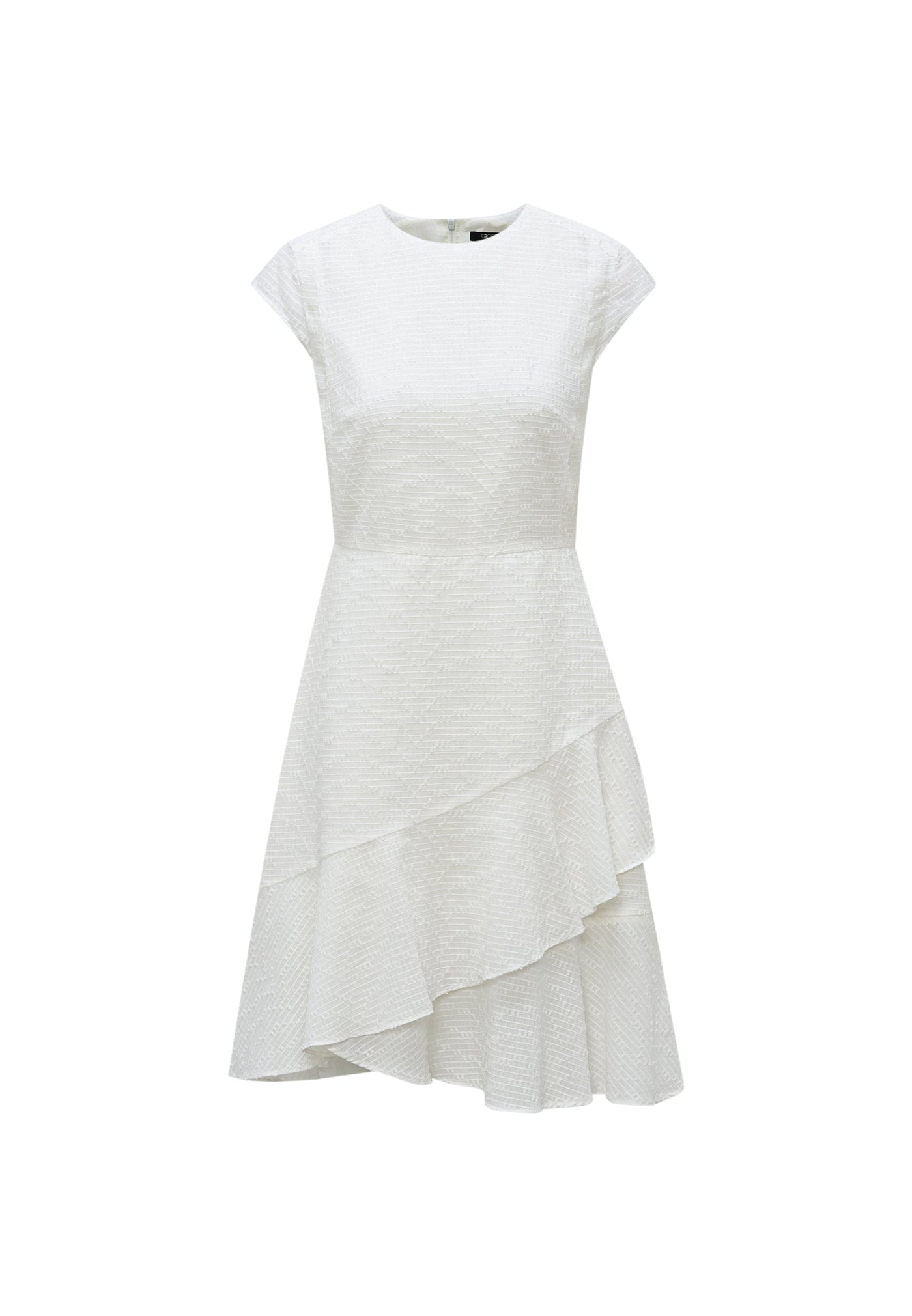 Women Clothing Pure Coton Asymmetric Ruffled Hem Dress Fit & Flare Shape