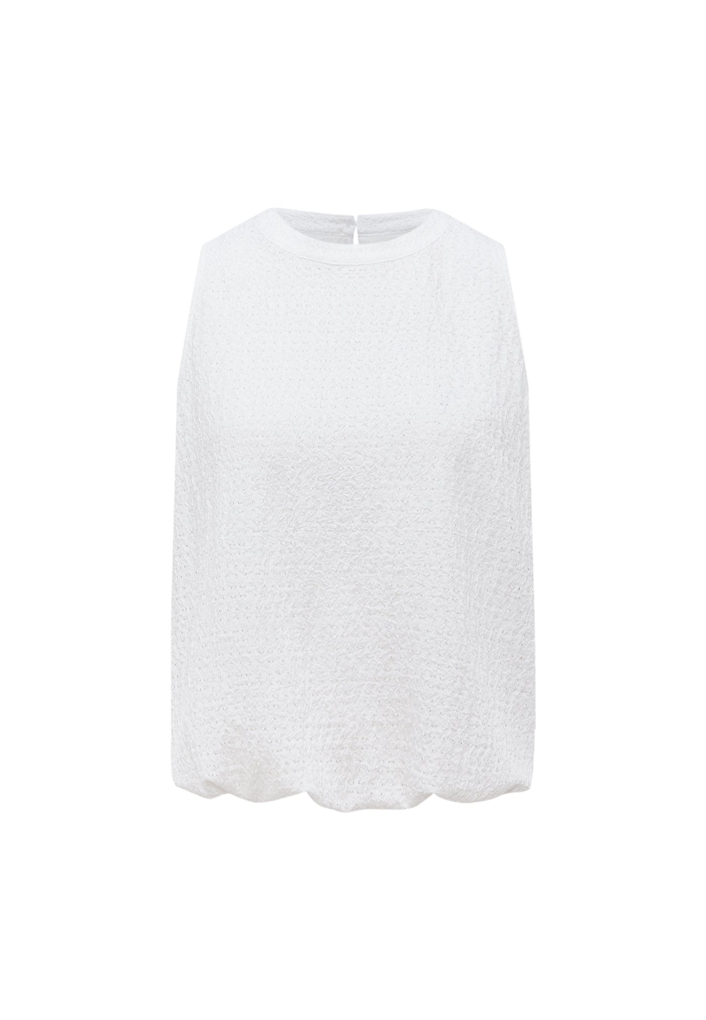 Women Clothing Bubble Hem Eyelet Knit Top Regular Fit