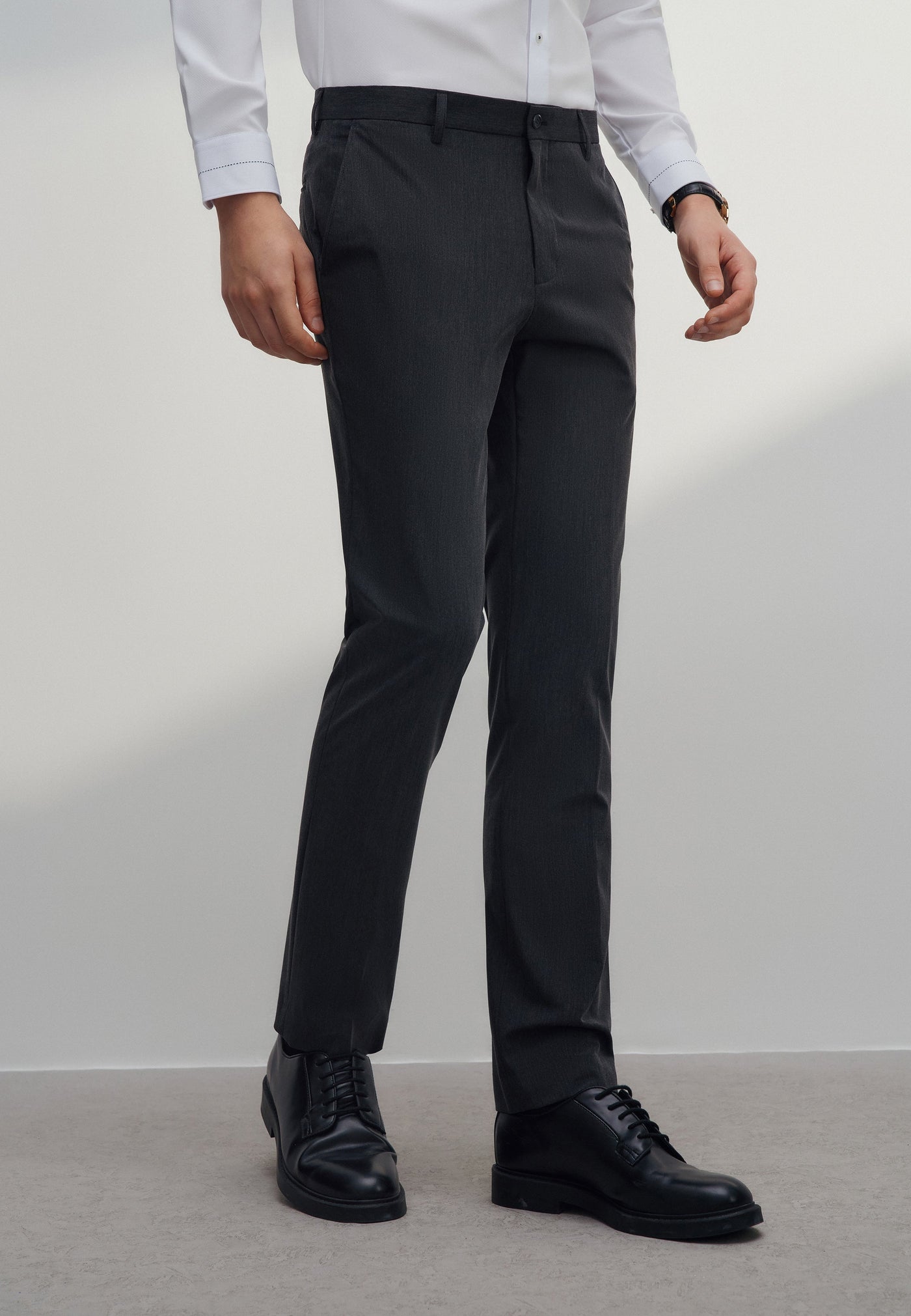 Men Clothing Multi-Way Stretch Plain Formal Pants Slim Fit