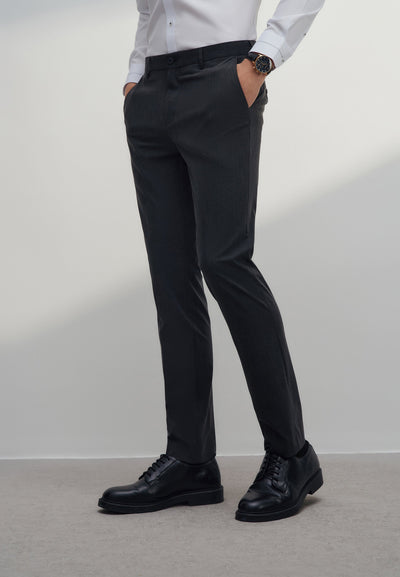 Men Clothing Multi-Way Stretch Plain Formal Pants Slim Fit