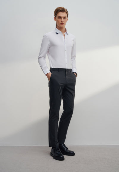 Men Clothing Multi-Way Stretch Plain Formal Pants Slim Fit