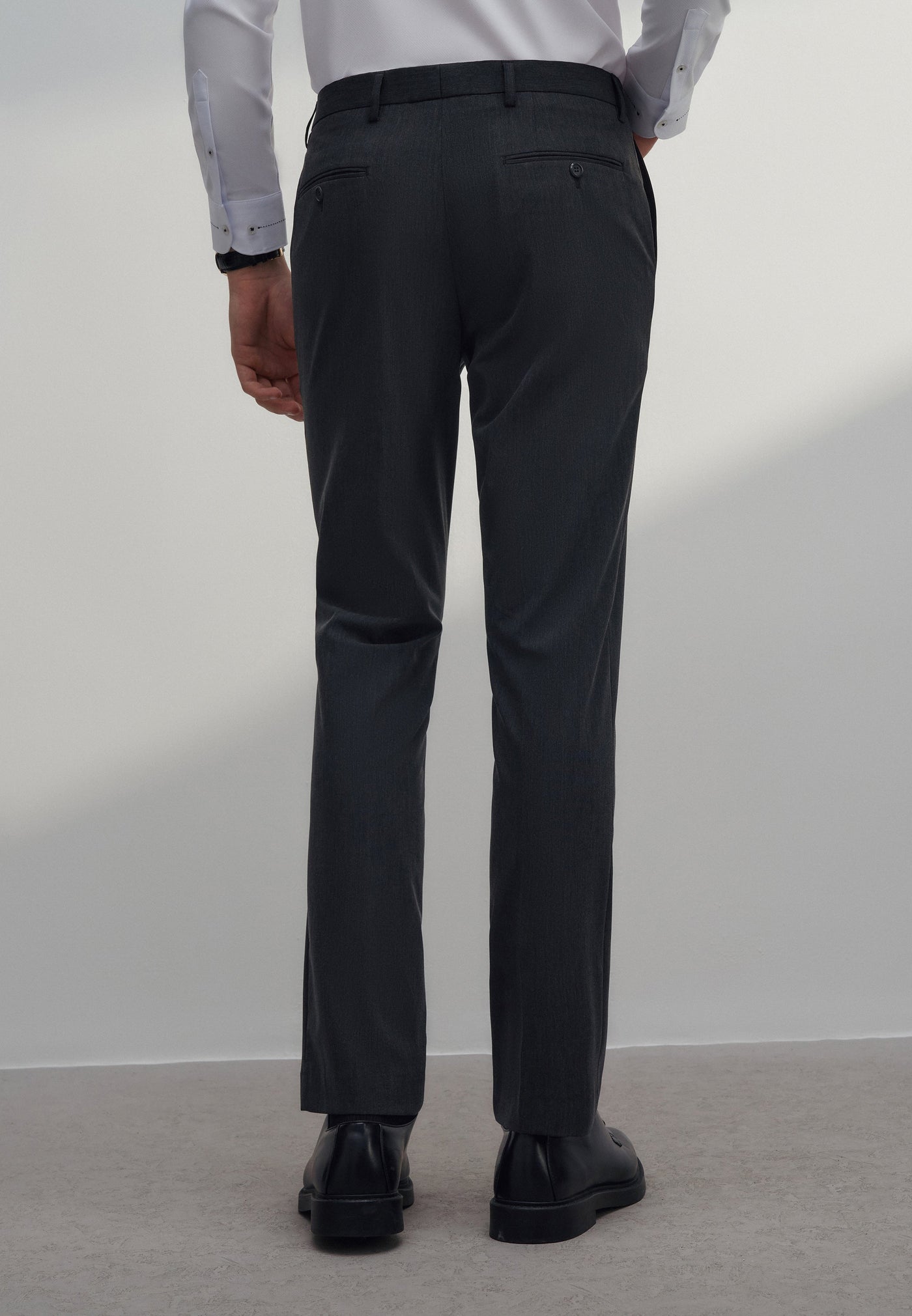 Men Clothing Multi-Way Stretch Plain Formal Pants Slim Fit