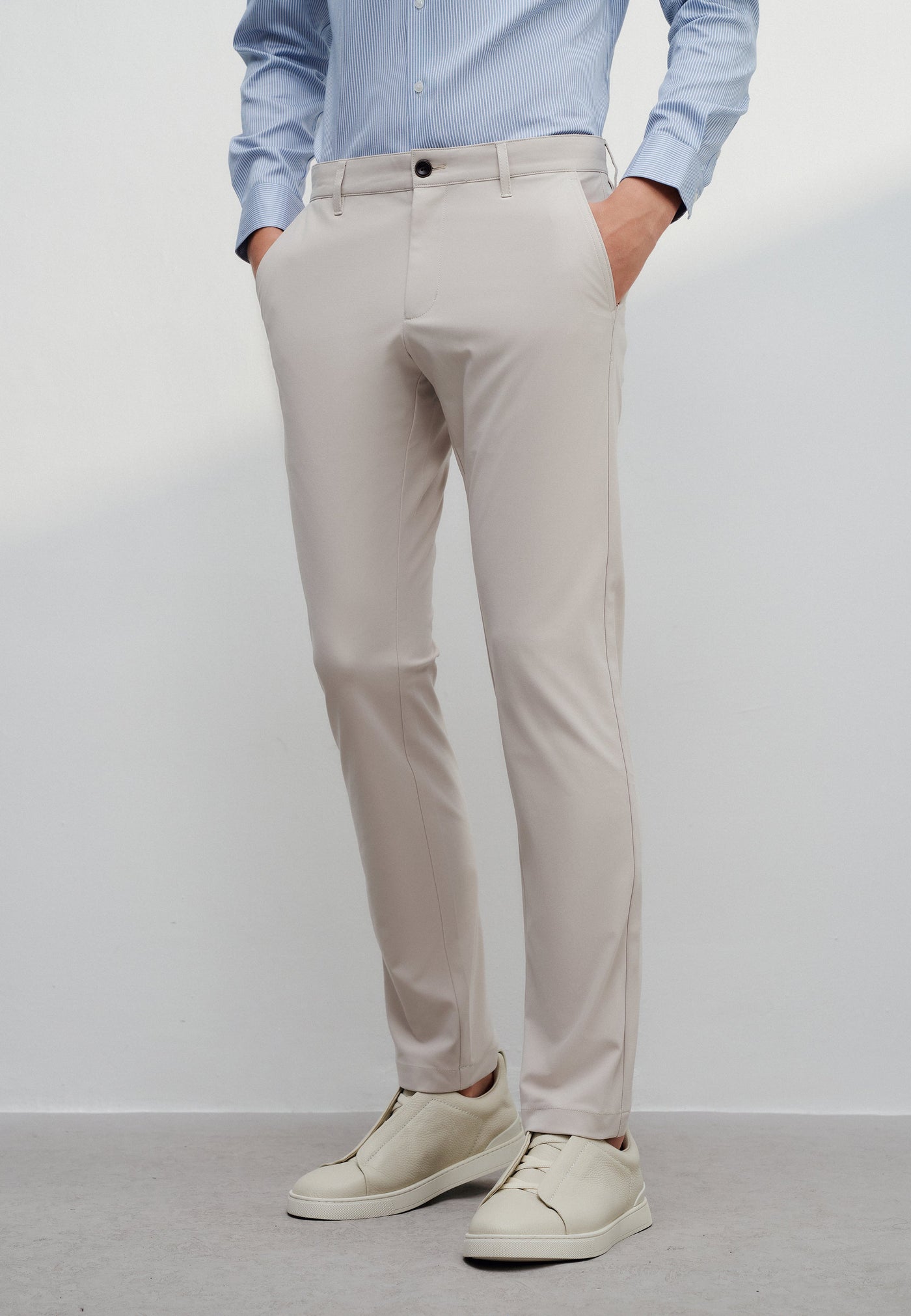 Men Clothing Multi-Way Stretch Extra Slim Fit Knit Casual Pants Extra Slim Fit