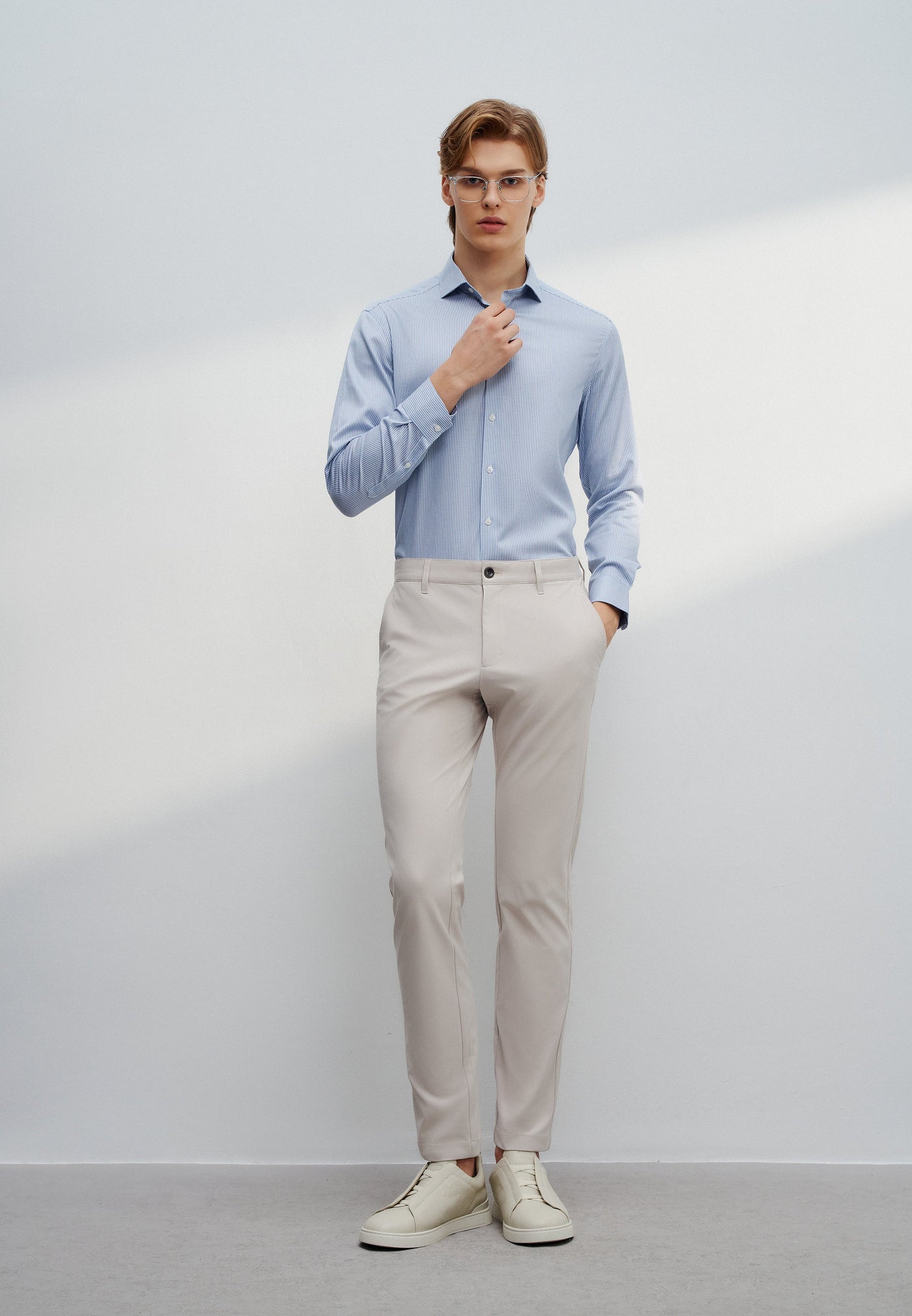 Men Clothing Multi-Way Stretch Extra Slim Fit Knit Casual Pants Extra Slim Fit