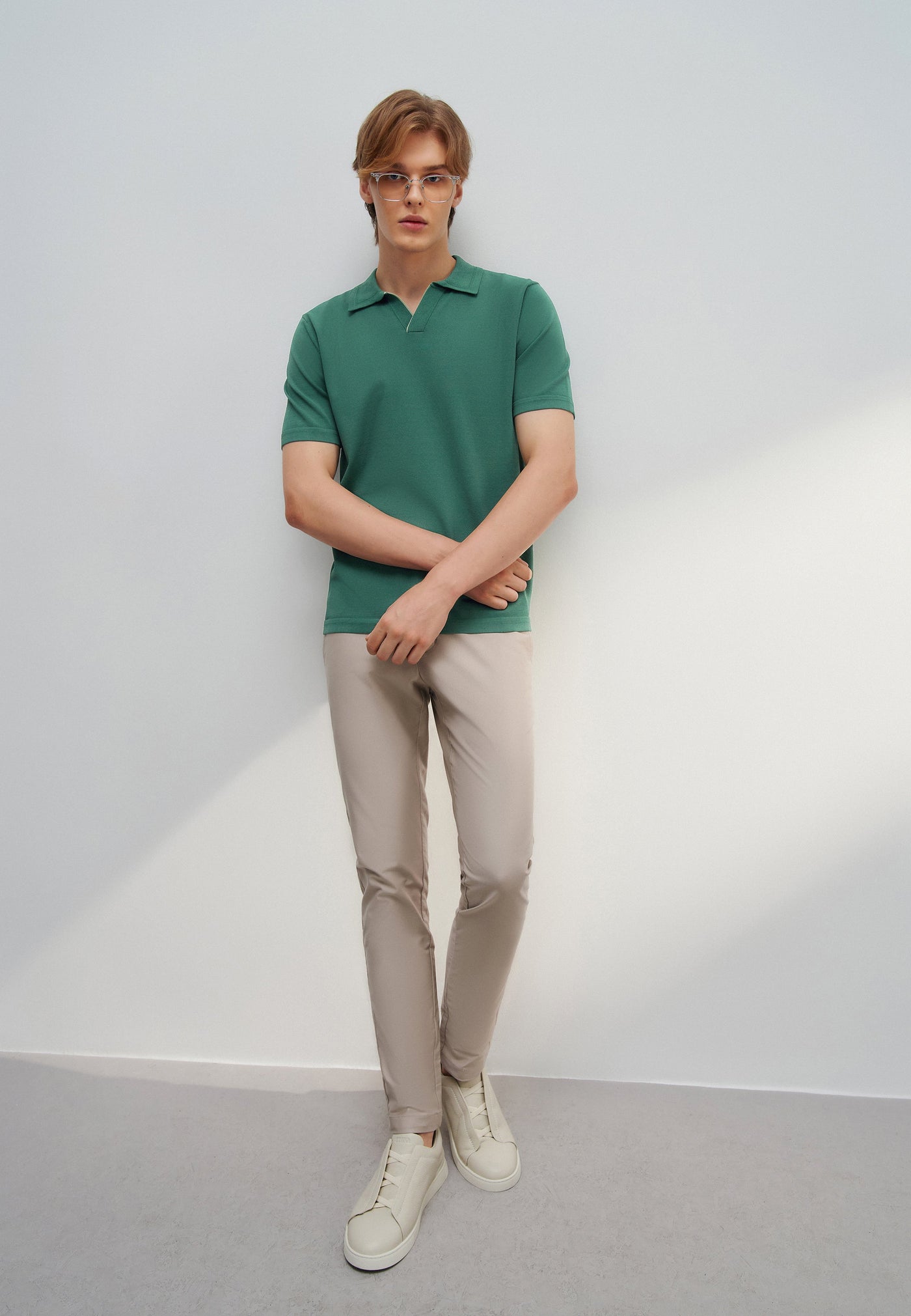 Men Clothing Compect Knit Open Collar Polo Smart Fit
