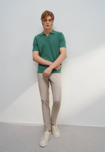 Men Clothing Compect Knit Open Collar Polo Smart Fit