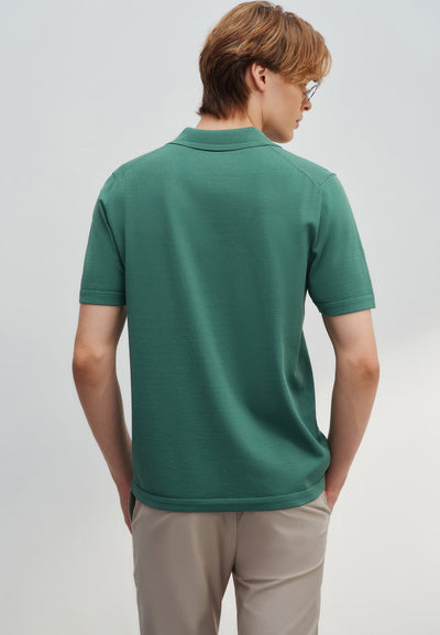 Men Clothing Compect Knit Open Collar Polo Smart Fit