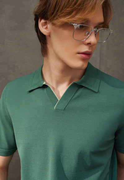 Men Clothing Compect Knit Open Collar Polo Smart Fit