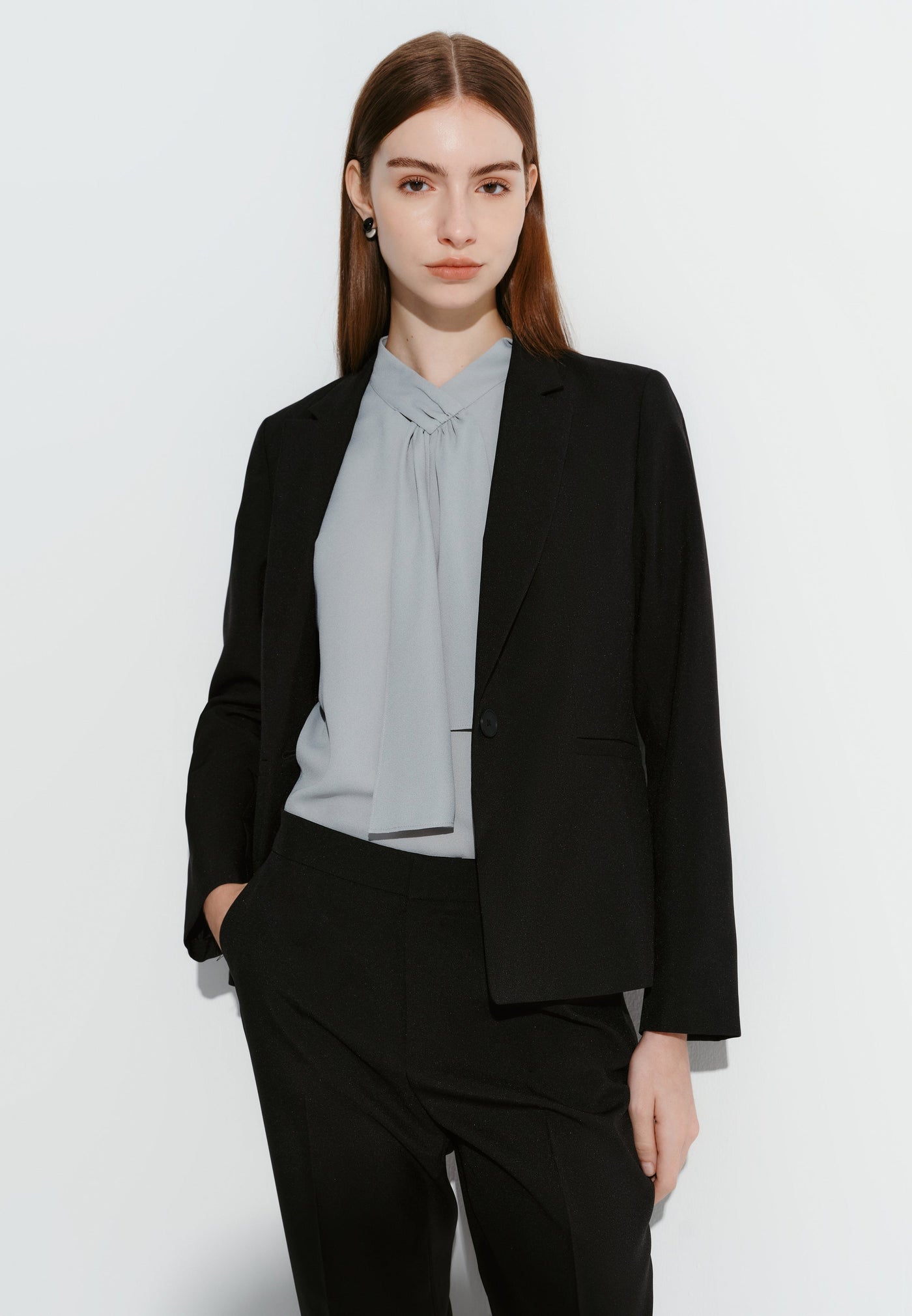 Women Clothing Poly Plain Weave Slim Fit Suit Blazer Slim Fit