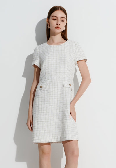 Women Clothing A Shape Tweed Dress A-Shape